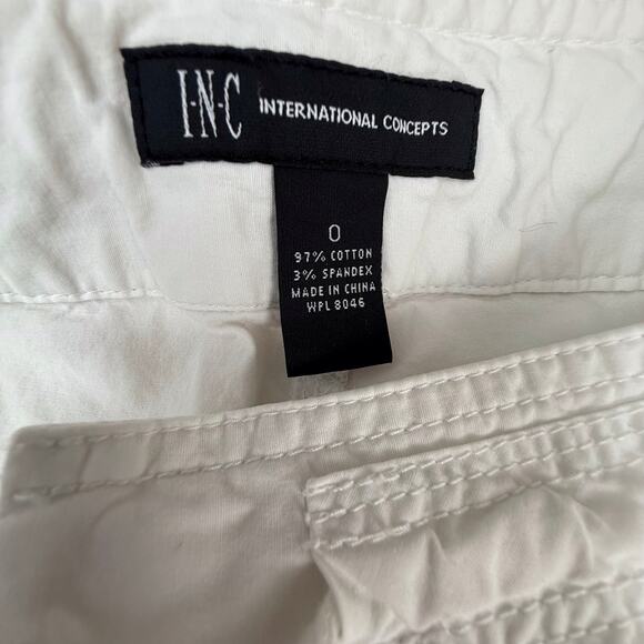 INC White Cargo Utility Pants Bling Buttons Zip Front Drawstring Waist - Picture 10 of 16